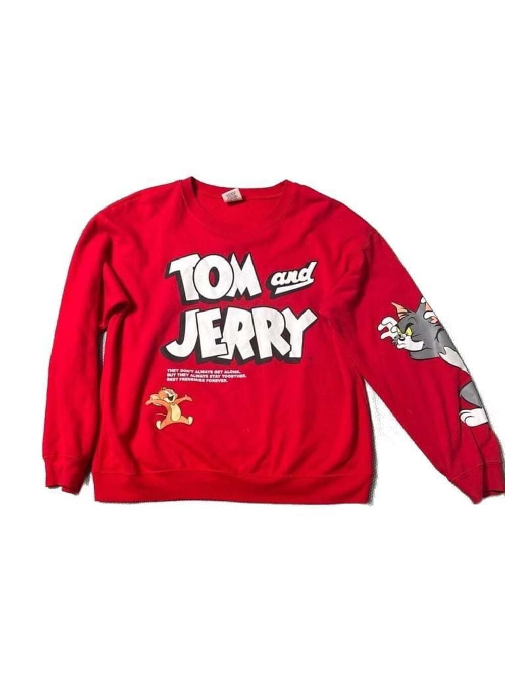 Tom and Jerry "Best Frenemies Forever" Red Graphic Sweatshirt Juniors Size L